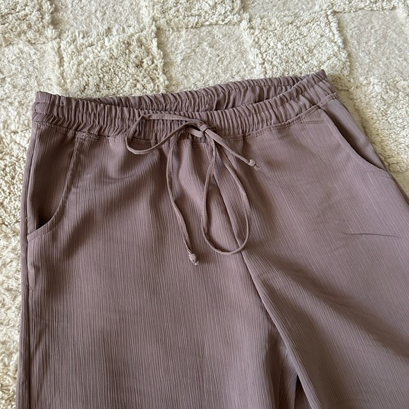 Gray/Tan Ribbed Wide Leg Work Pants with Drawstring - Picture 2 of 4